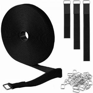 VEVOR Cable Ties 3937Inch Adjustable Hook and Loop Straps with 50 Metal Buckles Reusable Velcro Cords Straps CuttoLength Wire Strap HeavyDuty Nylon Cord Ties for Organizer and Management