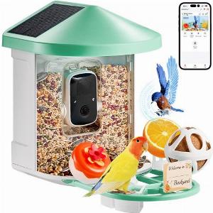 VEVOR Smart Bird Feeder with Camera 2K HD AI Identify 10000 Bird Species SolarPowered Bird Watching Camera with Auto Capture  Instant Notify Wireless Outdoor Gift for Bird Lover 3 Solar Panels