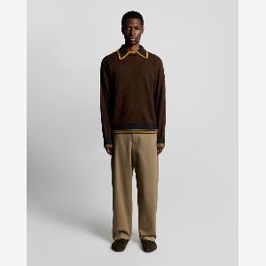 Lyle  Scott Mens Knitted Collared Jumper in Anniversary Gold