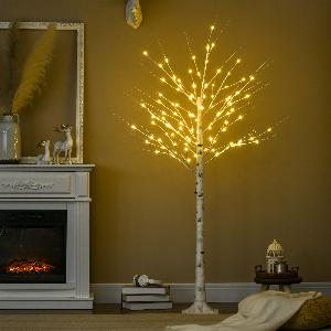 HOMCOM Kunstbaum 180 cm mit LED warme weiße Beleuchtung ideal für Feiern und Deko