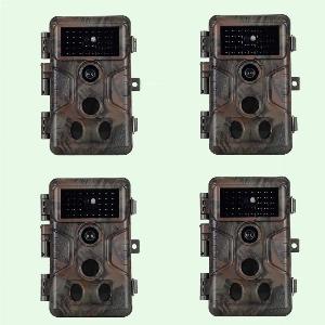 4er Set Wildkamera 64MP 1296p Video mit Audio Nachtsicht bis 30m
