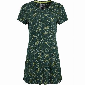 Weird Fish Sidra Organic Cotton Printed Jersey Slub Tunic Forest Green Size 18