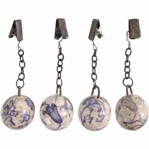 Promotions  4 poids de nappe en céramique  Blanc et bleu à 68 de réduction