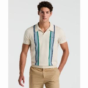 Vertical Stripe Sweater Polo Shirt In Birch