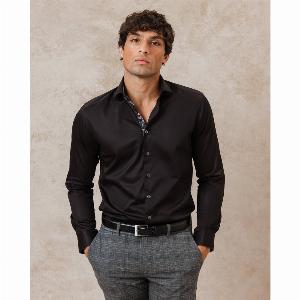 Black Sateen Shirt with Botanical Details Size L Now 63 Was 105