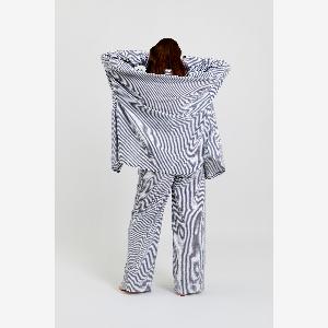 Yew striped ethical cotton pyjama shirt in pinstripe charcoal now 39
