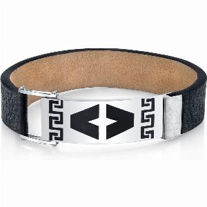 Enjoy 71 Discount Mens Stainless Steel Greek Key Leather Cuff Bracelet