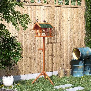 HOMCOM Mangeoire pour oiseaux sauvages sur Pied Abris à oiseaux nichoir a Plateau Station a Oiseaux Bois pour Exterieur 150cm