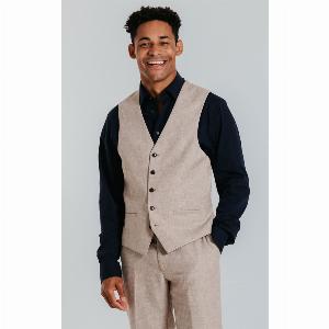 Dobell Sand Linen Waistcoat