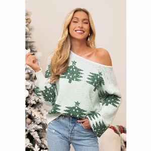 Pull avec épaules dénudées à arbre de Noël
