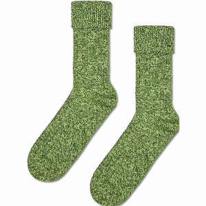 Green Folded Cuff Crew Sock  Fun  Colorful Novelty Socks