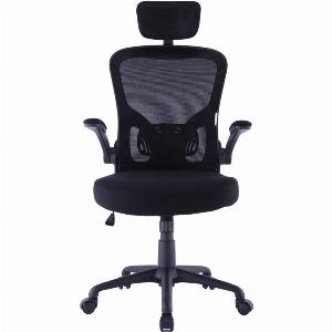 ZIK Sedia da Ufficio Nera Ergonomica con Braccioli Pieghevoli Supporto Lombare Poggiatesta