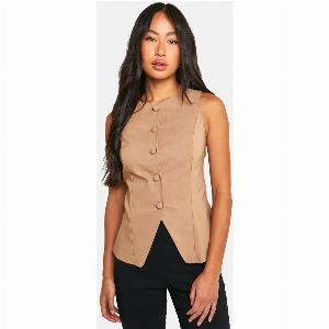 Save 55 on Womens SelfFabric ButtonFront Waistcoat Camel 12