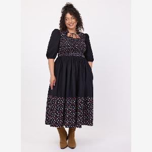 Joanie Clothing Jesse Ditsy Floral Print Tie Neck Midi Dress US 6
