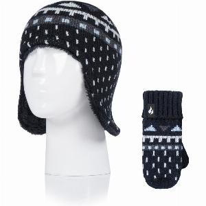 Childrens Cosy Ears Hat and Mittens Set  Black Now 999 Save 41