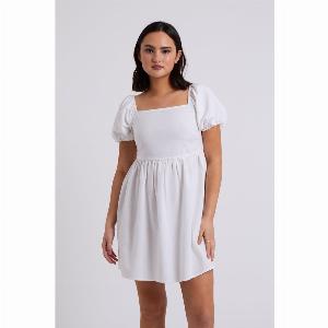 Urban Bliss Linen Blend Lace Up Mini Smock Dress 8