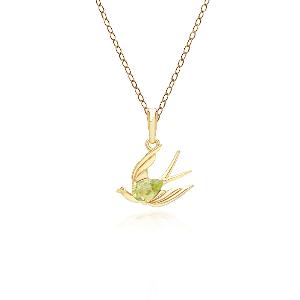 ECFEW Creator Peridot Hummingbird Pendant Necklace in Gold Plated Sterling Silver