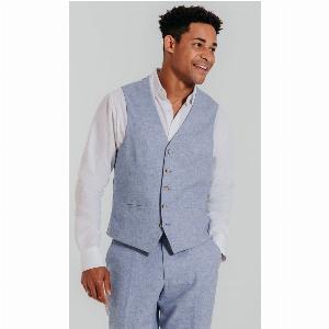 Dobell Light Blue Linen Waistcoat