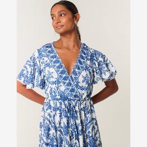 Asymmetric Hem Wrap Dress  ML  NAVY
