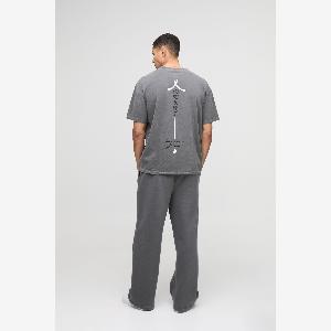 Herren Oversize TShirt mit JapanPrint Charcoal Größe 3XL boohooMAN