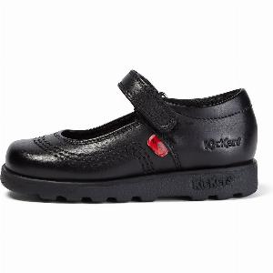 Black Fragma Pop Leather Footwear for Baby Girls
