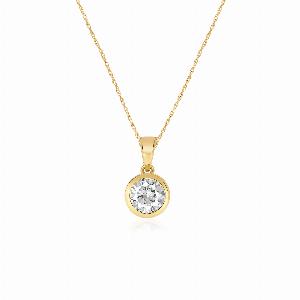 Lab Grown Bezel Set Diamond Necklace 34 ct tw   14K Yellow Gold