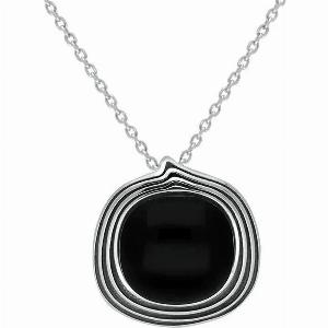 Get 50 Off Sterling Silver Necklace with Whitby Jet Cushion Stone Edge