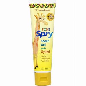 Xlear Kids Spry Tooth Gel with Xylitol Age 3 Months and Up Strawberry Banana 2 fl oz 60 ml