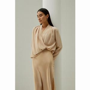 LILYSILK Top In Seta A Maniche Lunghe Adatto A Molteplici Occasioni100 Seta 100 Seta Scollatura A V Profonda Oro Pallido M