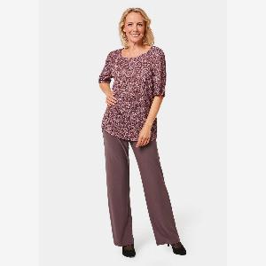 Chiffonbluse mit farbbrillantem Druck  aubergine  altrosé  gemustert  Gr 42 von Goldner Fashion