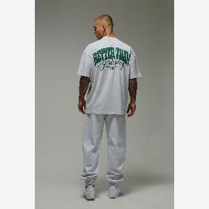 Herren MAN Active Better Than Yesterday Extended Neck Oversized TShirt  Grey Marl  Größe XS  boohooMAN