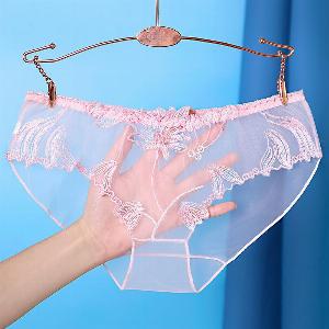 Culotte pour sousvêtements de femme Sexy dentelle respirant doux Lingerie femme slips culotte Sexy Transparent caleçon femme L rose clair