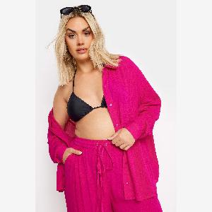 Yours Chemise De Plage Rose Magenta Design Uni  Womens Curve  Plus Size Yours