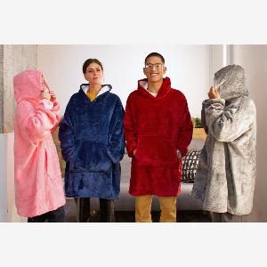 Unisex Blue Lightweight Sherpa Hoodie Blanket  Comfy Summer Loungewear Now 799