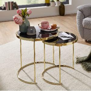 30 Rabatt auf COMO BeistelltischSet schwarzGold 2tlg modern