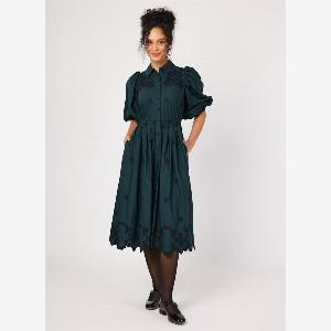 Joanie Clothing Rachida Embroidered Western Shirt Dress Green US 16