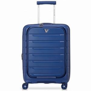 Roncato BFlying Kabinentrolley mit Vordertasche und USBAnschluss erweiterbar 55cm Blu Notte