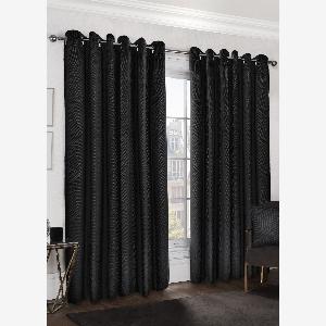 Grab 87 discount on Midnight embossed velvet woven thermal blackout eyelet curtains today