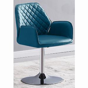 Bucketeer Faux Leather Dining Chair In Teal with Swivel Action