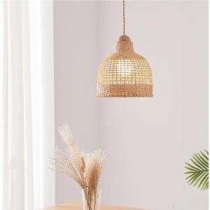 Lightsin Elegant Vintage Woven Rattan Minimalist Pendant Light