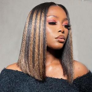 Megalook Get 36% Off BeginnerFriendly Auburn Highlights on Black Bob Wigs