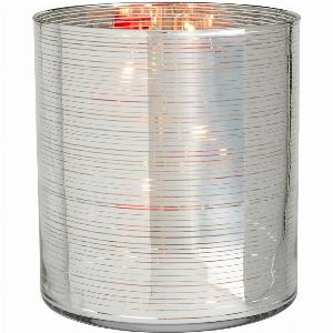 Silver Bands Hurricane Candle Holder