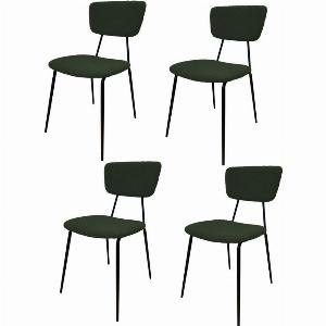Set 4 Sedie Sala da Pranzo Imbottite Impilabili Bouclè 44x44x83 cm