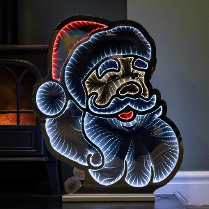 60cm Light up Santas Face Infinity Christmas Decoration with Red  White LEDs