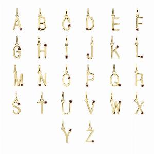 Initial Ruby Letter Necklace In 9ct Yellow Gold