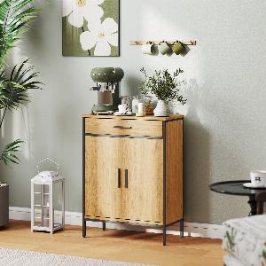 HOMCOM Badezimmerschrank Badschrank mit Schublade SoftCloseTür Beistellschrank mit Verstellbarem Regal Industrial Aufbewahrungsschrank für Wohnzimmer Eiche 60 x 30 x 80 cm   Aosom