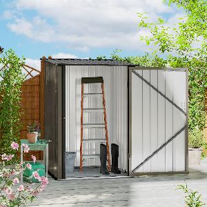 Outsunny Casetta da Giardino Porta Attrezzi in Acciaio Galvanizzato e Porta 100x103x160cm Marrone   Aosom Italy