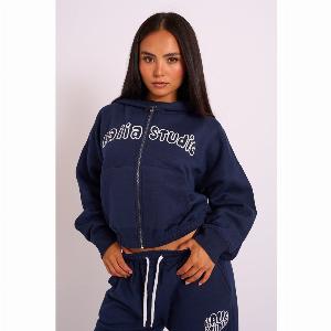 Kaiia Studio Bubble Logo Zip Through Hoodie Navy