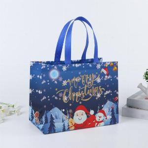 Borsa regalo di Natale Borsa per imballaggio regalo di caramelle in tessuto non tessuto di grande capacità con pupazzo di neve e design di Babbo Natale B