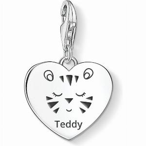 THOMAS SABO Charm Club Silver Cute Tiger Name Heart Charm For Women